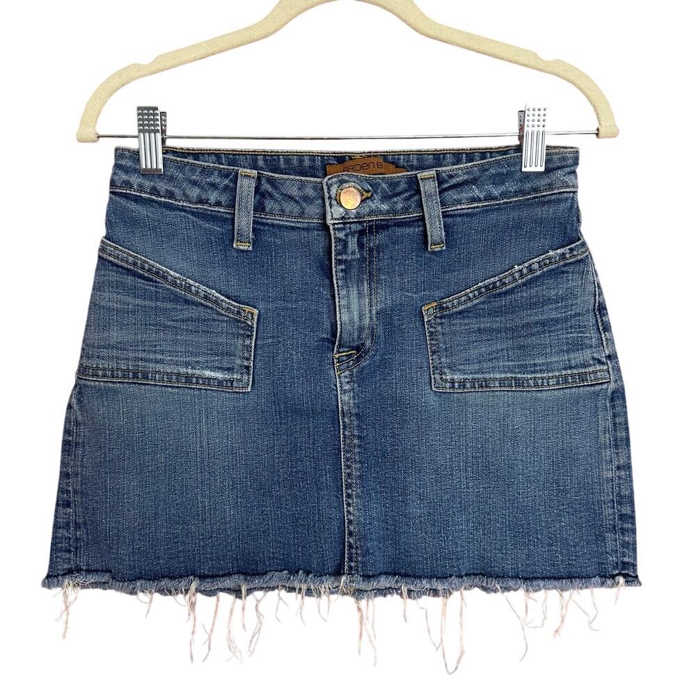 Arden B Y2K Denim Skirt Raw Hem Medium Wash Size 4
